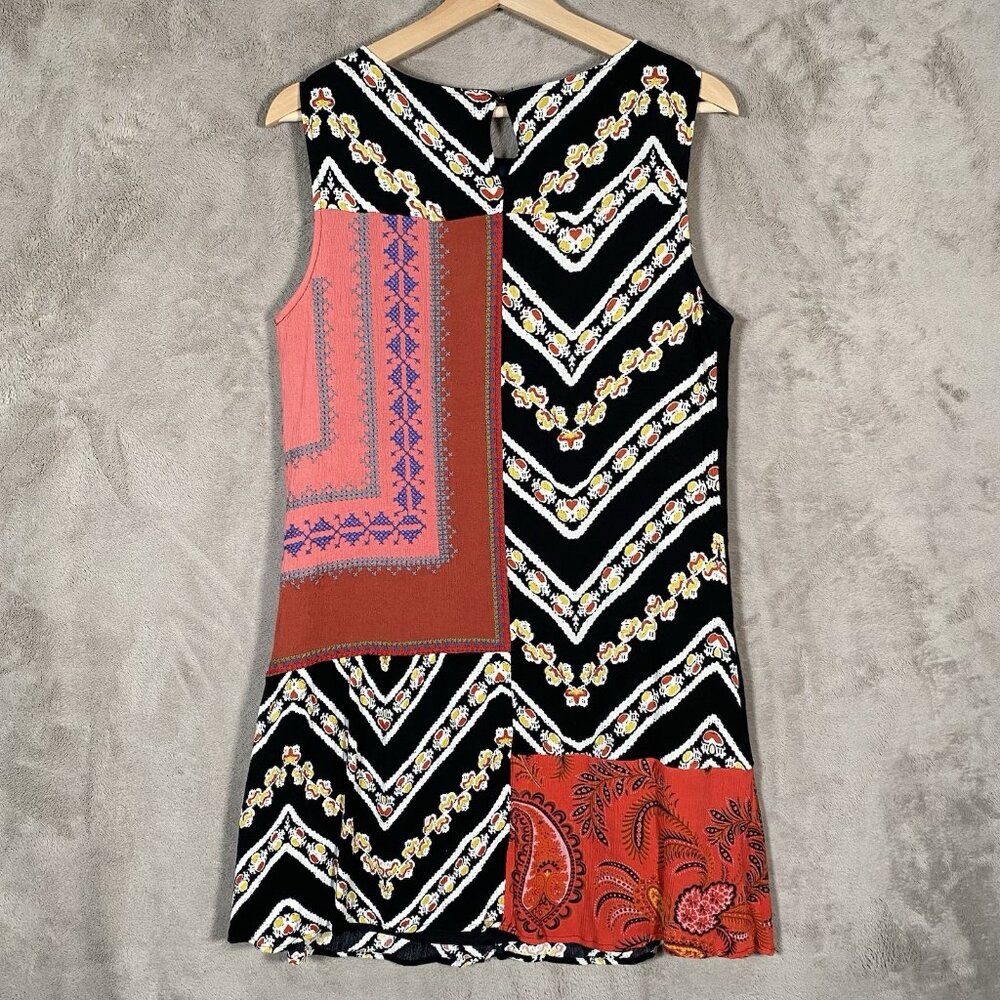 Desigual Creta Dress 38 Boho Embroidered Mixed Print Eclectic Ethnic Patchwork - Picture 5 of 16